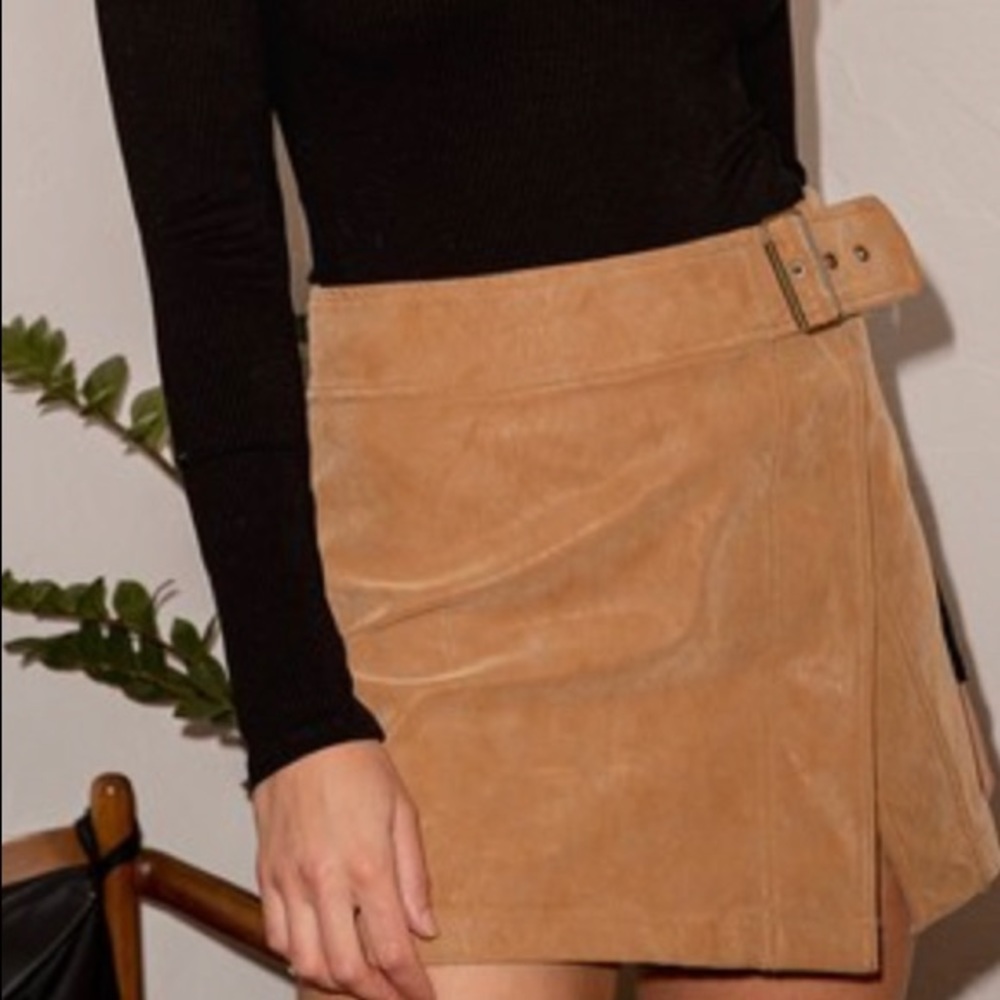 Free People Vegan Suede Wrap Mini Skirt